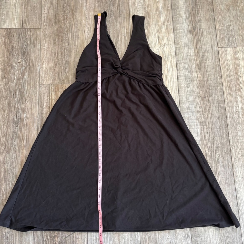 Patagonia Kamala Dress Medium Black Organic Cotton Tencel V-Neck  Gorpcore‎ - Picture 4 of 6